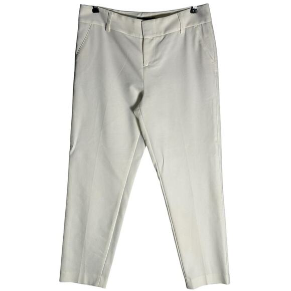 Alice+Olivia Sz 8 Stacey Slim Trouser Pants Employed White‎ Slacks Stretchy FLAW - Picture 1 of 15